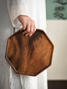 Creative Walnut Wood Tray Japanese Style Home Use Tea Plate Cup Dry Cannon No Joint Whole Wood Serving Dish Small Plate