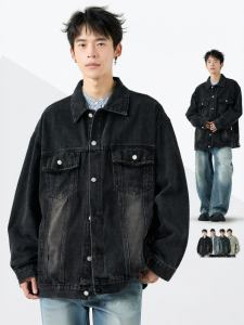 SZON | Mens Retro Washed Denim Jacket with Multiple Pockets