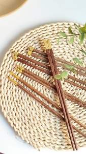 Retro Chinese Chicken-Wing Wood Chopsticks for Individual Use 10 Pairs