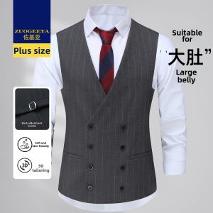 Zuogeeya | Large Size Business Casual Striped Loose Vest
