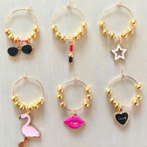 Creative Metal Wine Glass Tags Party Cup Differentiator Personalized Tea Cup Rings Event Labeling System Winwin Brand