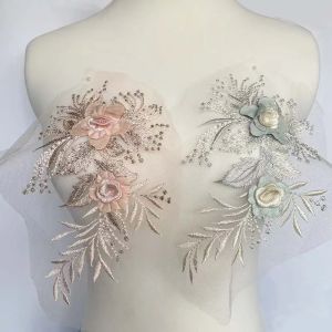 3D Đề Can Hoa 22X12CM Vải Ren Táo Thêu Miếng Dán May Quần Áo Đầm Trang Trí Polyester Thân Thiện Với Môi Trường