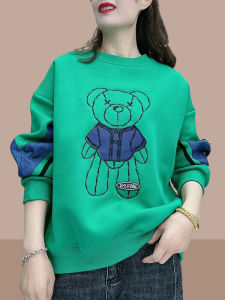 เสื้อสเวตเตอร์คอกลมแขนยาวหลวมๆ สำหรับผู้หญิง ฤดูใบไม้ผลิและฤดูใบไม้ร่วง เสื้อผ้าทำงานสไตล์เกาหลี ปกติ ปกติ