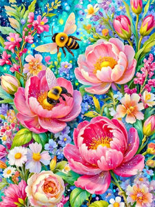 HUACAN Diamond Painting Kit Peony Flower Adult Crafts Diamond Art Mosaic Floral Handmade Home Decor Rhinestones 5d Diy