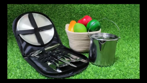 10PCS Stainless Steel Camping Cutlery Set for 2 - Knife/Fork/Spoon/Plate Durable for Camping BBQs & Outdoor Cooking