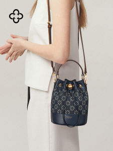 CASSILE Womens Bucket Bag 2025 New Single Shoulder Slant Cross Small Handbag Denim Canvas Trendy Handbag Leather Goods