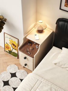 SAMEDREAM | Vintage Style Bedroom Nightstand Real Wood Lacquer