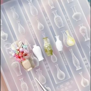 Transparent Silicone Nail Art Mold Elegant Flower Vase Bottle Chinese Style Ceramic Hairpin 3D Nail Decoration Mold