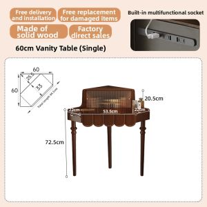QUYUAN | Retro Solid Wood Corner Dressing Table Integrated Storage Cabinet