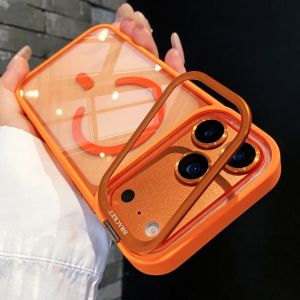 Metal Lens Stand Magnetic For Magsafe Case For iPhone 17 16 15 14 13 12 11Pro Max Plus Air Shockproof Wireless Charge Clear Case