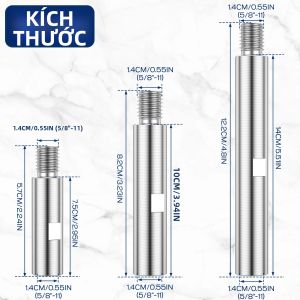 Bộ 3 Máy Mài Góc Nối Dài Bộ 3/4/5.5 Inch M14 Trục Hợp Kim Nhôm Cho Máy Mài Quay Kéo Dài Phụ Kiện Dụng Cụ
