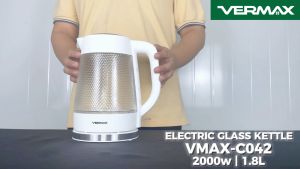Vermax Electric Water Kettle 2000W High Power Glass Electric Kettle 1.8L Blue LED glare Cooled and heated without cracking