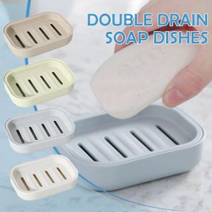 Double Layer Soap Holder with Cover Bathroom Drain Soap Box Household Sponge Storage Tray