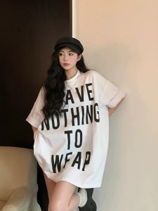 Retro Korean Loose Short Sleeve T-Shirt Women plus Size Oversize Slimming Middle Length Top Fat MM Casual Cotton Summer Tee