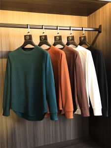 Heatable Shoulder Sleeve T-Shirt Mens Basic Fashionable Urban Style Winter Long Sleeve round Neck Solid Color Top