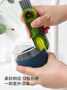 🚚SG Fast Delivery📦 3 in 1 Cap Brush Bottle Mouth Cleaning Brush Cup Lid Crevice Cleaning No Dead Multifunctional Rotatable Cup Brush Bottle Gap Cleaner Brush Cup Lid Detail Cleaning Tools Household