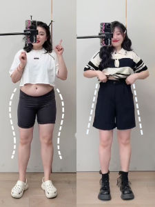 plus Size Womens Suit Shorts Belly Covering Slimming Loose Summer Pants A-Line Five-Quarter Length for Pear Shaped Body