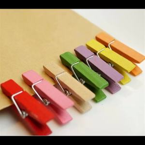 Hot Sale 50PCS/lot 3.5cm Wood Clips Random Mini Colored Spring Photo Paper Peg Pin Clothespin Craft Clips Party Decoration Jz001