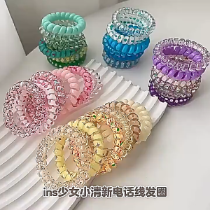 Candy Color Hair Rope 6pcs/set Casual Resin High Elasticity Printing Hair Ties for Women