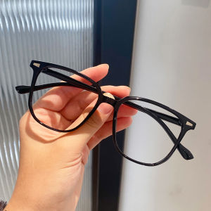 Retro Style Blue Light Blocking Glasses Large Frame Black for Women Men Slimming Decorative No Lens Glasses Popular on TikTok