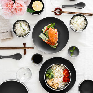 Creative Ceramic Dining Set Bowl Plate 246 Home Use Personality Simple Korean Style Small  Ins round Shape Adult Plate