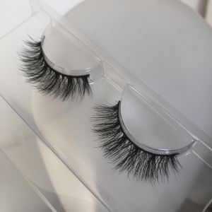 Natural Mink Fur Whole Piece False Eyelashes Black Stem Support Both Eyes New Style Non-Toxic Reusable Silk Protein Material