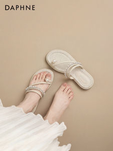 Daphne | Toecap Design French Style Pearl Flat Beach Sandal