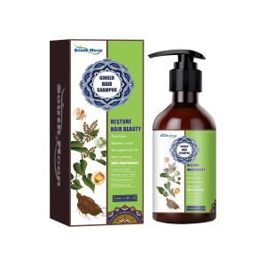 South Moon Ginger Hair Shampoo Natural Ginger Plant Extract Anti-Hair Loss Hair Shampoo Anti Stripping Hair Care Shampoo Deep Nourishment Darkening Hair Repair Damage Frizzy Nourish Scalp Prevent Baldness Treatment for Men and Women 100ml