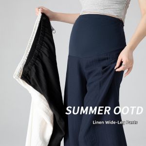 Maternity Pants Fashionable Summer Linen Thin Loose Fit