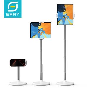 Eary Height Adjustable Floor Tablet Stand Phone Holder With Stable Metal Base 360°Rotatable Clip Stand for iPad for 4-12.9"inch
