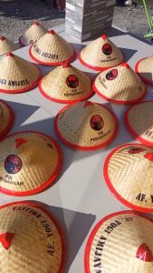 Topi caping petani desain logo custom topi partai pdi perjuangan caping karnaval