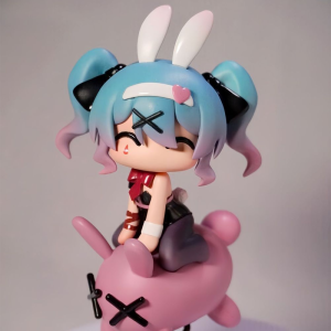 Bandai | Hatsune Miku Rabbit Hole Gk Figure Q Version Chibi Anime Peripheral Ornament Desktop Car Decor Trendy Toy Adult Gift