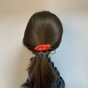 Simple Red Pepper Hair Clip Hair Tie Simulation Food Play Hair Accessories Lifelike Miniature Kitchen Wares Creative Design