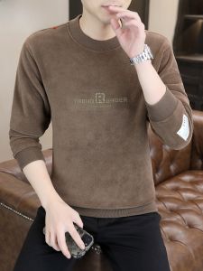 HENGYUANXIANG | Hengyuanxiang Mens Thickened Long Sleeve Hoodie Casual Comfortable Polyester Blend Anti-Wrinkle Fashionable Autumn Winter T-Shirt