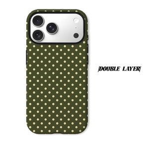BILIBILI | Olive Polka Dots Phone Case for iPhone 18 17 16 15 14 13 12 11 Air Pro Max Plus Double-layer Cover