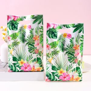 10/20/50pcs Summer Hawaiian Floral Gift Bags Hawaii Luau Tropical Beach Party Favor Bags with Handle for Birthday Party Supplies