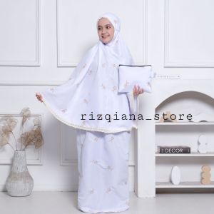 RIZQIANA STORE - Mukena Anak Perempuan Bordir Tulip Usia 6-10Tahun Free tas Mukena Anak Murah Mukena Adem