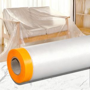 Disposable Cuttable Dust Film Self-adhesive Dustproof Film Automotive Paint Masking Tape for Furniture Dormitory Dust Protection