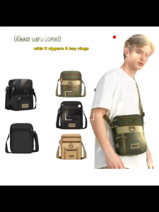Fashion Outdoor Multi-Functional Canvas Crossbody Bag for Men with 5 Zippers Shoulder bag for men