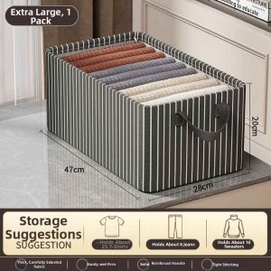Large Capacity Clothing Storage Box Oxford Cloth Pants Wardrobe Organizer Home Use Dormitory Storage Box Clothes Basket