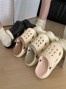 Thin Stripe Japanese Style Ins Fashionable Color Matching Matching Hole Shoes Summer Outwear Fashion Non Slip Soft Bottom Beach Shoes Sandals for Women