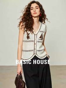 Basic House | Embroidered Lace V-Neck Silk-Blend Ladies Knitwear