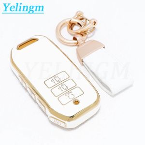 TPU Gold Edge Key Shell Fob Holder For Kia Sorento MQ4 2020 2021 2022 EV6 K8 v6 7Buttons Car Remote Key Case Cover Protector