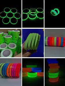 1 Roll Fluorescent Self-Adhesive Glow-In-The-Dark Tape Light Strip Fire Channel Stage Decoration Safety Exit Warning Stickers