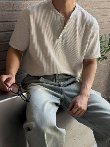 Ssumenam | Elegant Henley Collar Casual T-shirt