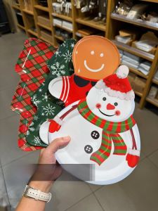 Creative Christmas Tree Shaped Plate Dessert Fruit Tray Snowman Car Model Design Multifunctional Resin Dishware Set for Home Use