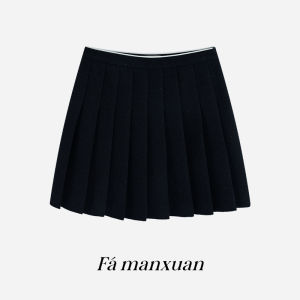 FAMANXUAN | French Chic Black A-Line Pleated Skirt