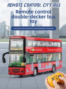 Remote Control Double-decker Bus Alloy Toy Vehicle Large Public Bus Model for Boys And Children Metal Toy Collectible Model