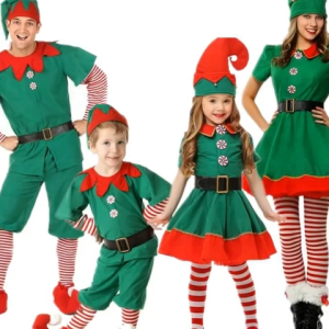 Adult Christmas Costume Kids Christmas Cosplay Uniform Family Christmas Elf Green Costumes Christmas Outfit Dress