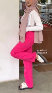 DISYAK - HighWaist Loose Jeans Boyfriend Standar Pink Fuchsia 104-204